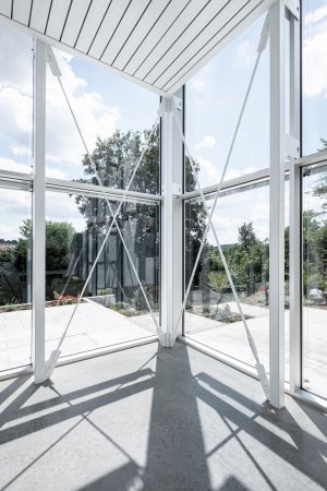 Eckausbildung der Stahlkonstruktion Wohnhaus in Biberach - Aretz Dürr Architektur Köln