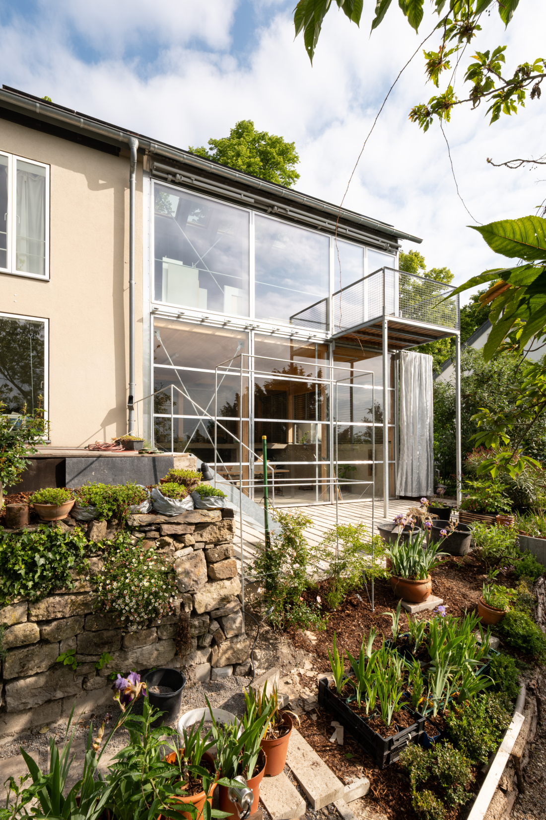 Glasfassade mit Balkon Wintergarten - Aretz Dürr Architektur Köln