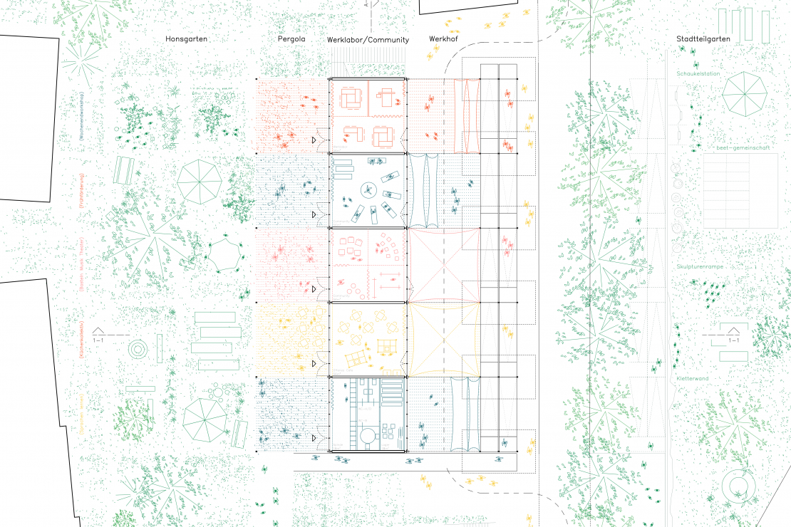 Grundriss Variante 1 Werkstatt  - Honswerkstatt Remscheid - Aretz Dürr Architektur Köln
