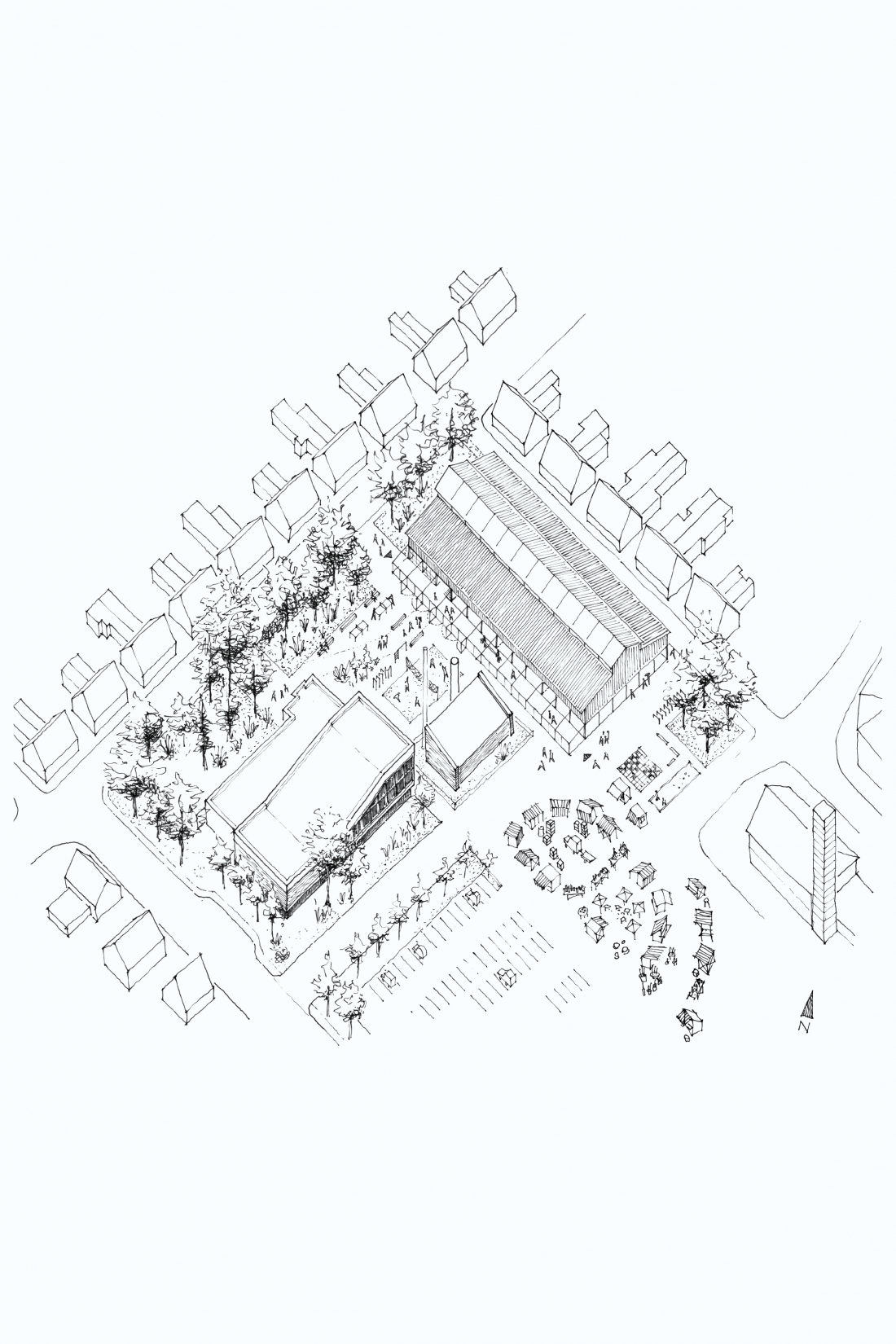 Isometrie Städtebau - Wettbewerb Südtondernsporthalle Niebüll - Aretz Dürr Architektur Köln