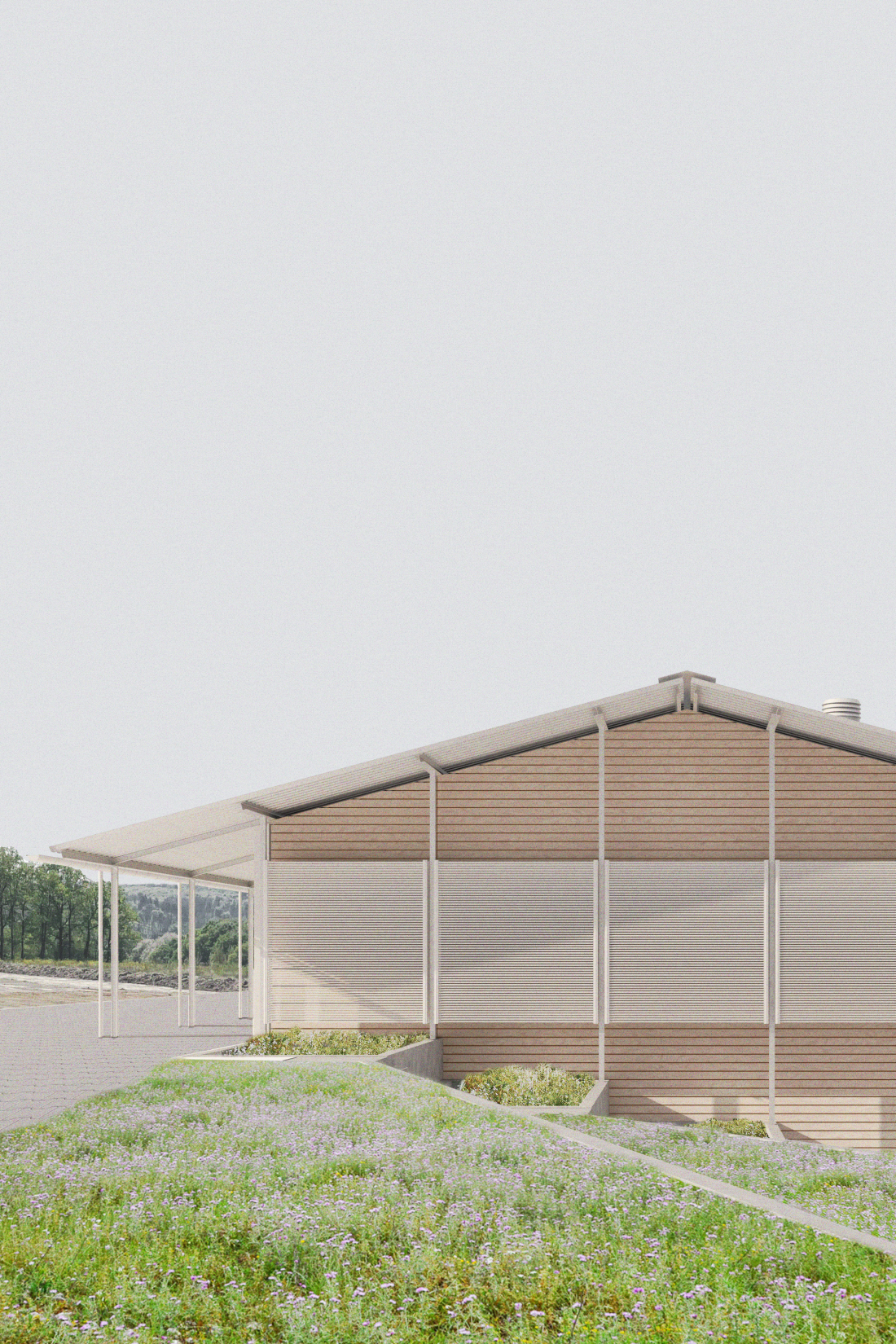 Rendering Giebelseite - Sporthalle G // 53 Gummersbach - Aretz Dürr Architektur BDA Köln 