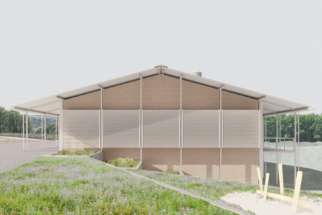 Rendering Giebelseite - Sporthalle G // 53 Gummersbach - Aretz Dürr Architektur BDA Köln 