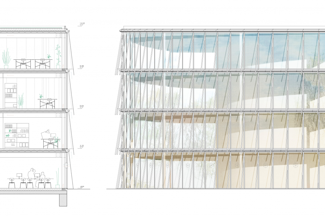 Fassadenschnitt - Wettbewerb Bürgerhaus Olpe  - Aretz Dürr Architektur Köln