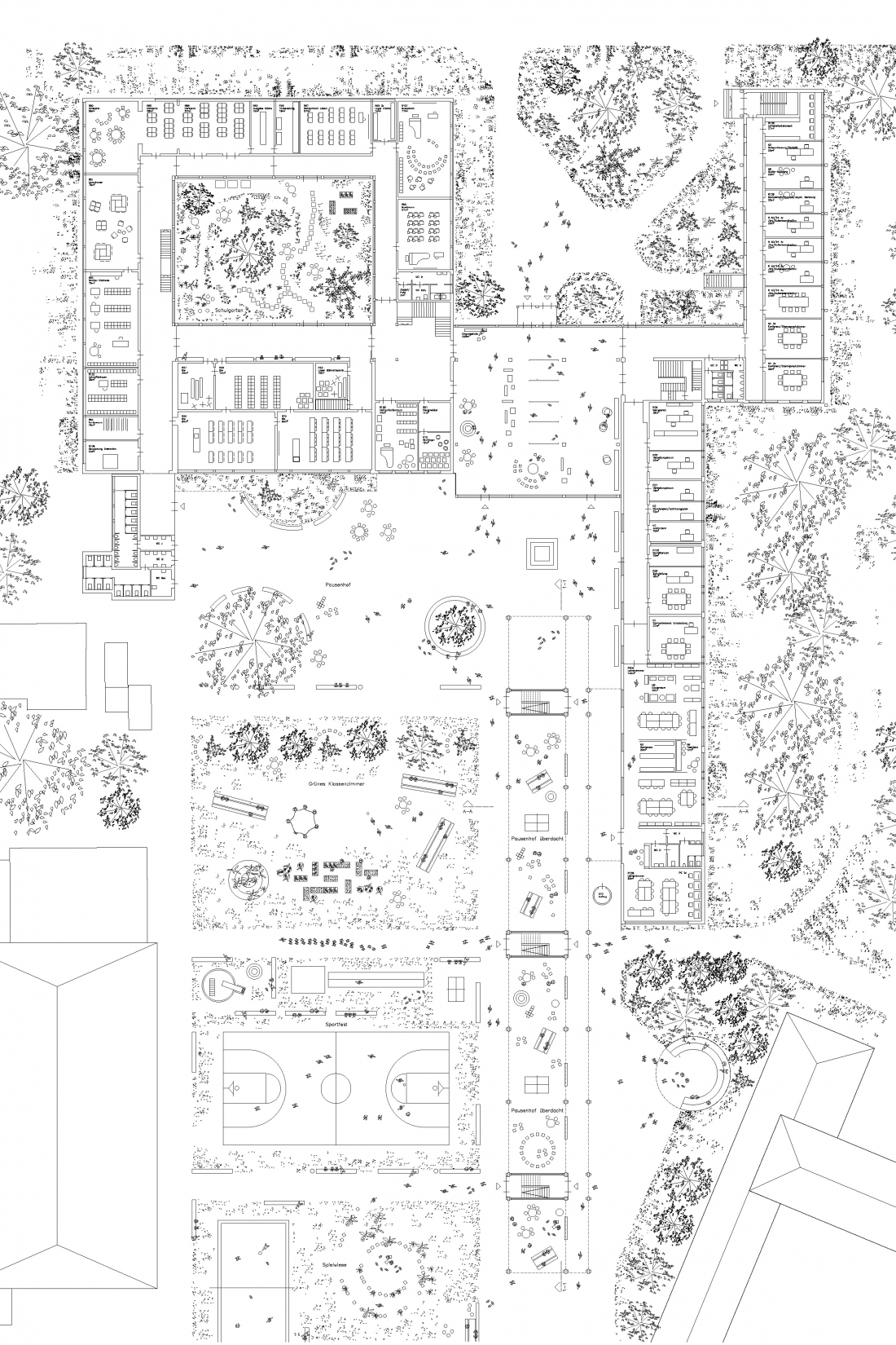 Grundriss EG - Wettbewerb Erweiterung Mariengymnasium Warendorf  - Aretz Dürr Architektur Köln