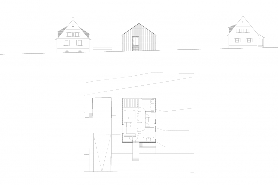 Grundriss und Ansicht Wohnahsu in Lampoldshausen - Aretz Dürr Architektur Köln