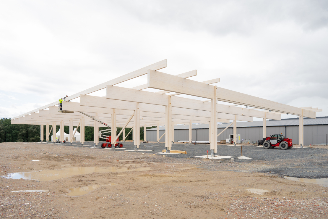 Holzskelett Holzbinder aus Brettschichtholz - Aretz Dürr Architektur Köln