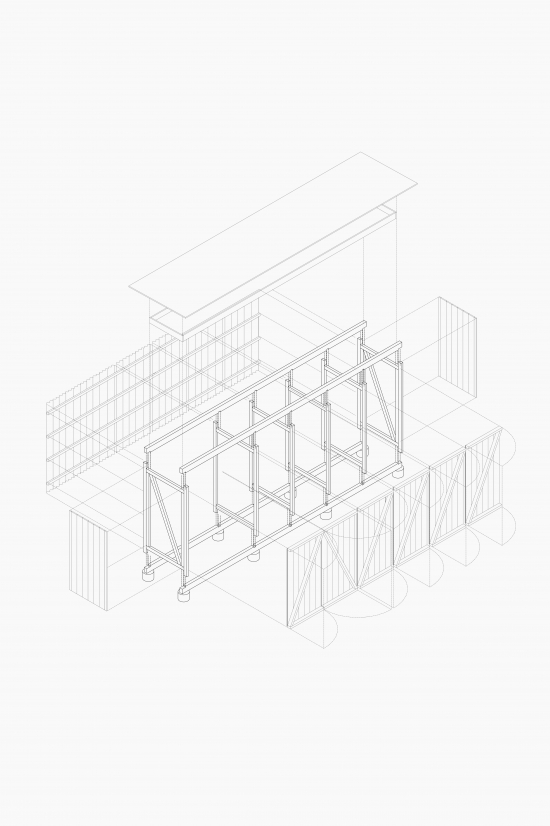 Isometrie Gartenhaus Bos en Duin - Aretz Dürr Architektur Köln