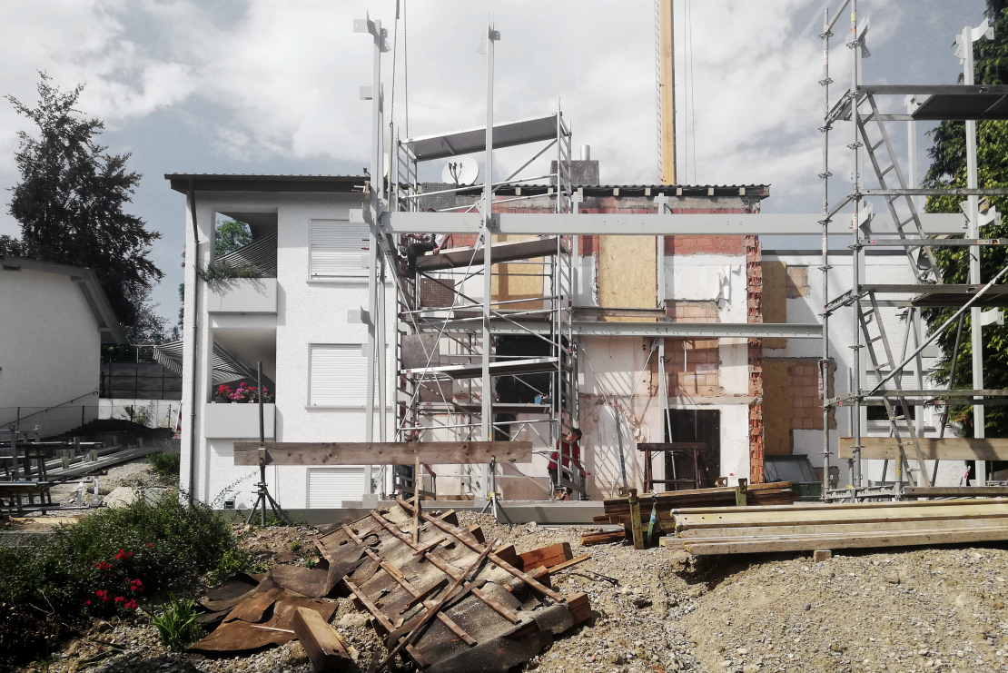 Montage Stahlskelett Wohnhaus in Biberach - Aretz Dürr Architektur Köln