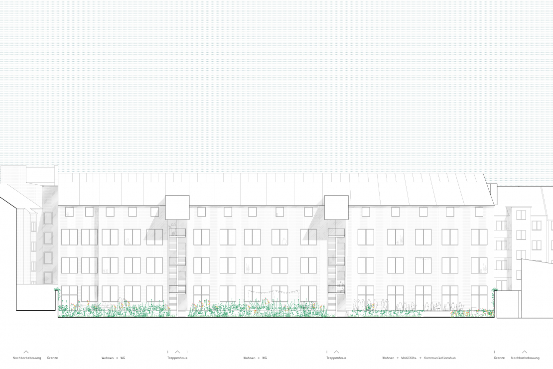 Ansicht Hinterhof - Einfach Bauen Aachen - Aretz Dürr Architektur