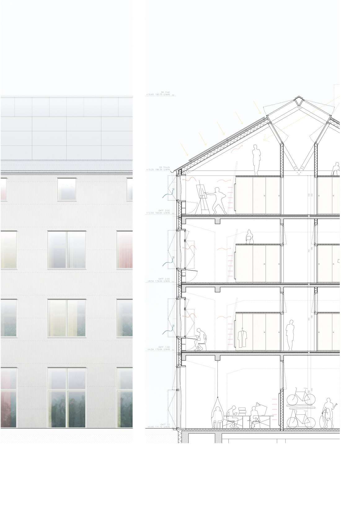 Fassadenschnitt Rochusstraße - Einfach Bauen Aachen - Aretz Dürr Architektur 